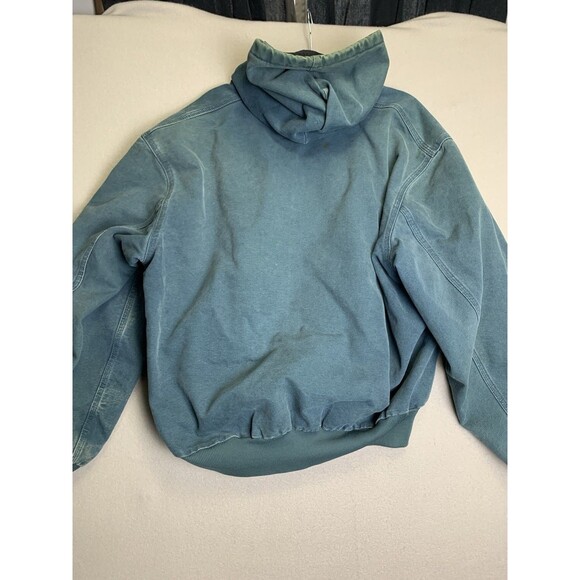 Carhartt JQ296 Canvas Quilt Lined Jacket Men's 2XL Blue Green Vintage 90’s Chore - Picture 2 of 12